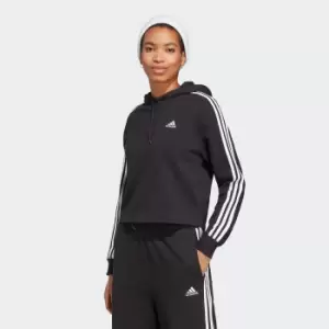 image of Essentials 3-Stripes Cropped Hoodie in Cotton