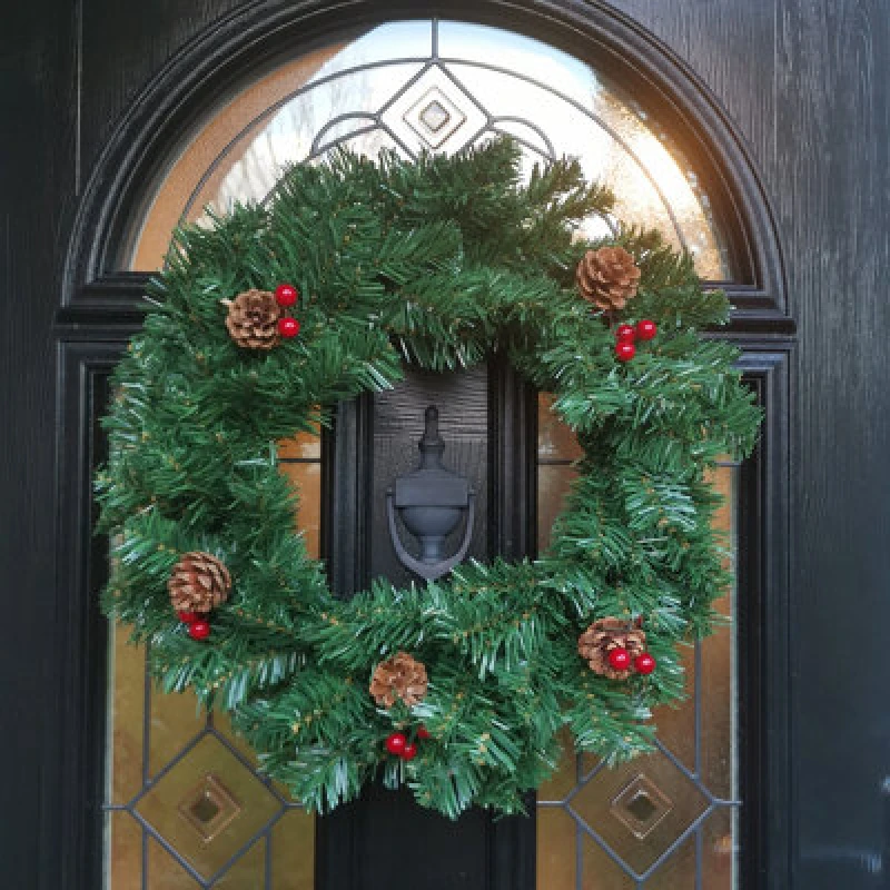 Image of Samuel Alexander 50Cm Premier Christmas Wreath With Festive Berry And Cones