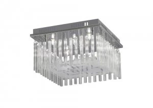 Image of Flush Ceiling 6 Light Polished Chrome, Glass