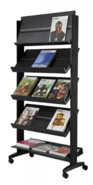 image of Original Fast Paper Single sided Mobile Literature Display with 5 Shelves Black