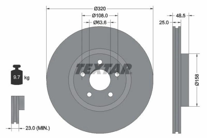 Image of Brake disc TEXTAR 92149105
