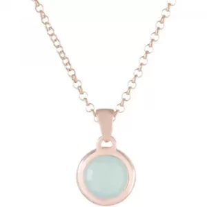 image of Ladies Bronzallure 18ct Gold Plated Bronze Aqua Chalcedony Necklace