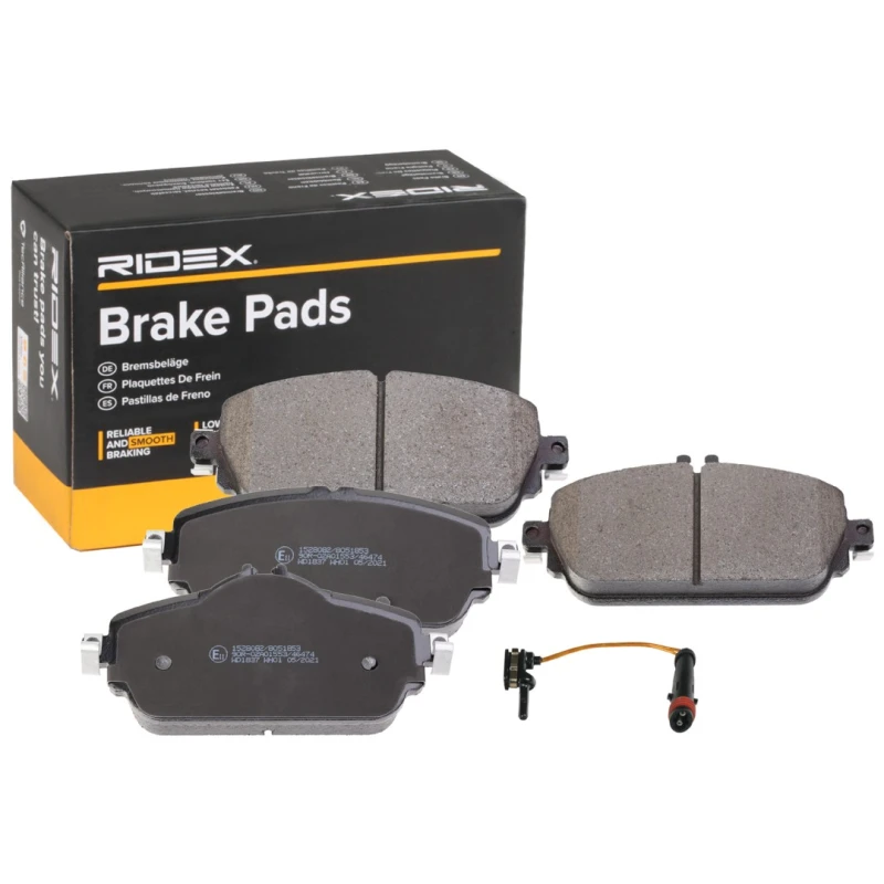 Image of RIDEX 402B1798 Brake pad set Front Axle, prepared for wear warning indicator Brake Pad Set,disc brake (402)