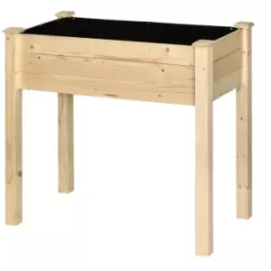 Image of Outsunny Garden Wooden Planter Flower Raised Bed Herb Grow Box Container