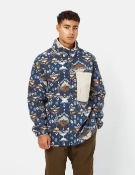 image of Columbia Mountainside Full Zip Sweater (Rocky Mountain Print) - Dark Blue