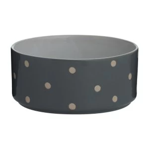 image of Mason Cash Polka Dot Grey 18cm Dog Bowl