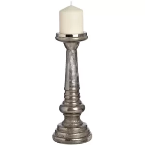 image of Antique Silver Effect Glass Candle Stand