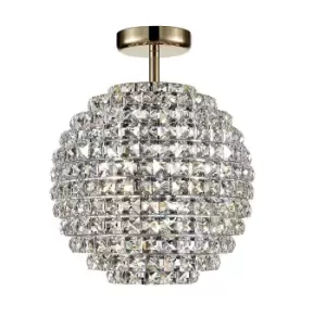 Image of Nord 4 Light Semi Flush Crystal Gold Ceiling Light