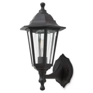 Image of Blooma Anqui Matt Black Mains-Powered Halogen Outdoor Lantern Wall Light