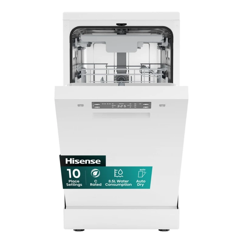 Image of Hisense Freestanding Slimline Dishwasher - Auto Dry C-Rated White HS523C15WUK White