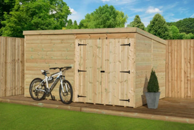 Image of Empire Sheds Empire 4000 Pent 9X7 Pressure Treated Tongue And Groove Wooden Garden Shed Double Door Right (9' X 7' / 9ft X 7ft) (9X7)