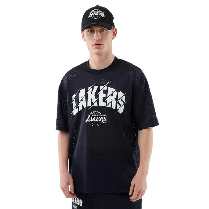 Image of new era T-Shirt New Era Los Angeles Lakers NBA Core Plus Mesh Bleu Male XL