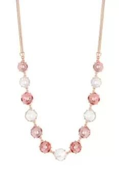 image of Rose Gold Tonal Pink Rivoli Stone Collar Necklace