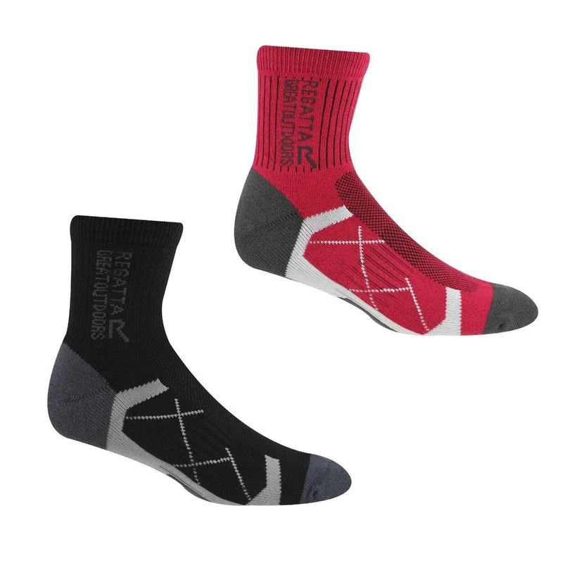 Image of Regatta Womens 2pack Wicking Coolmax Anti Bacterial Socks UK Size 3-5 Black RWH047-N39-3