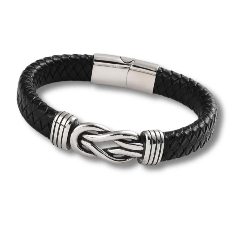 Image of Aye Do Gifts Mens Leather Infinity Bracelet 1915-NP-MLEAINFB Black male One Size