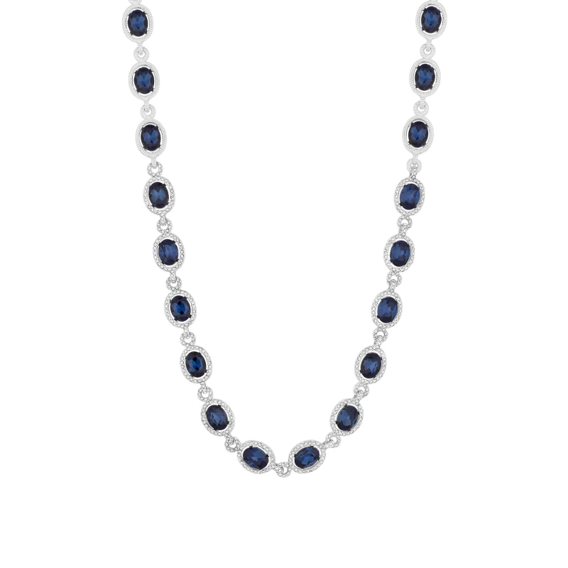 Image of Jon Richard Jon Richard Silver Plated Blue Halo Necklace