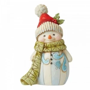 image of Snowman with Stocking Hat and Big Pom Pom Mini Figurine by Jim Shore