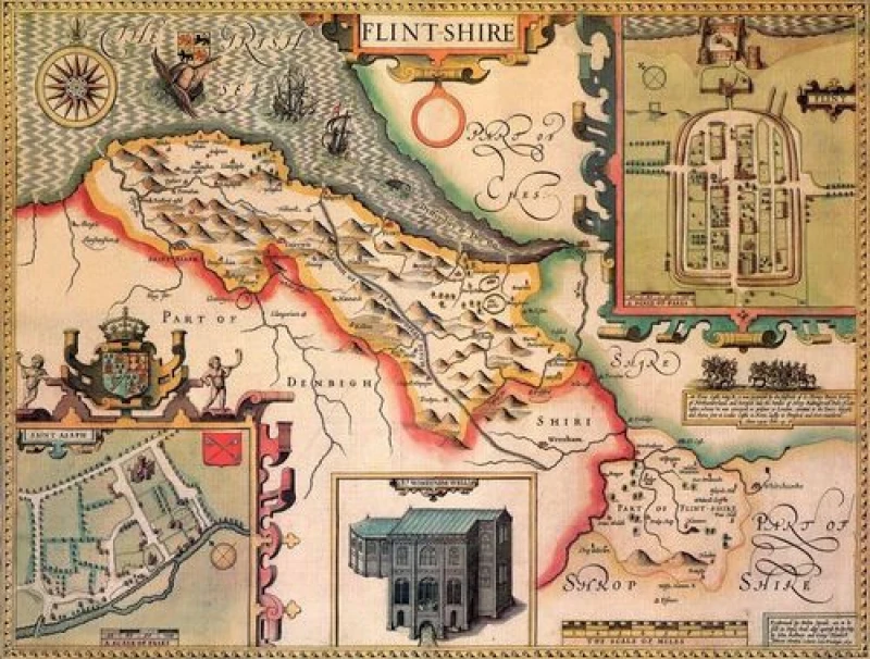 Image of John Speed Historial Map Flintshire Historical Map 1000 Piece Jigsaw Puzzle (1610)