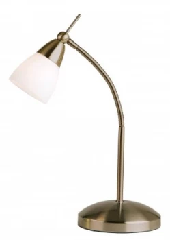 Image of Table Lamp Antique Brass, White Glass, G9