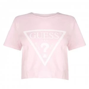 image of Guess Logo Crop T Shirt - Baby Pink G6P4