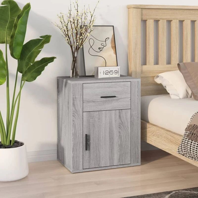 Image of Vidaxl Bedside Cabinet Grey Sonoma 50X36X60 Cm Engineered Wood, Grey 816726