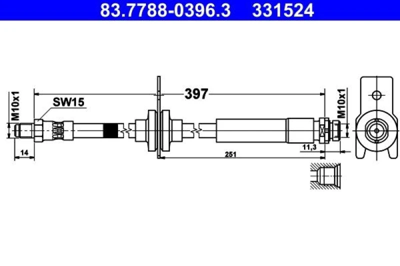 Image of Brake hose ATE 83.7788-0396.3