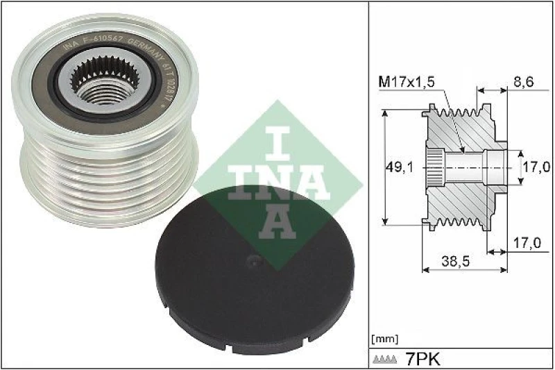 Image of Alternator clutch pulley INA 535 0344 10