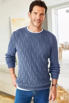 image of Textured Knit Crew Neck Jumper