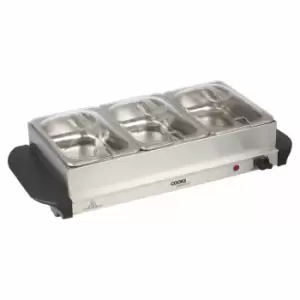 Image of Cooks Professional G0013 3-section Buffet Warming Tray - Silver