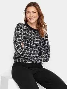 image of Long Tall Sally Mono Boucle Jumper, Black, Size 14-16, Women