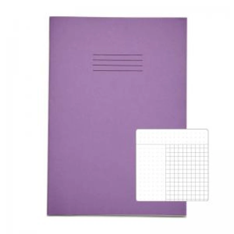 Image of RHINO A4 Cornell Exercise Book 80 Page Purple 5mm Squared (Pack of 10)