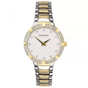 image of Sekonda Two-Tone White Dial Crystal Bracelet Watch 40070