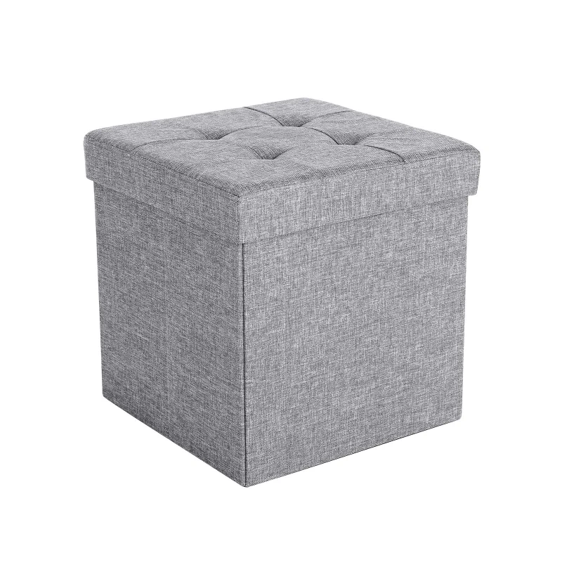 Image of Songmics Versatile Bench With Storage, Plush Ottoman Featuring Lid, Designed For Hallway, Bedroom, Living Room, Light Grey