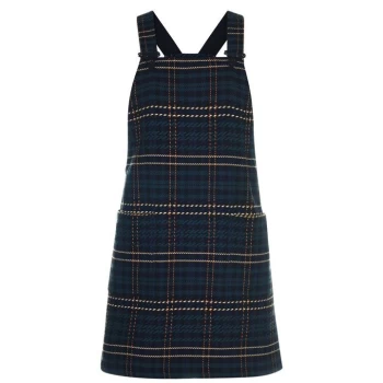 image of Jack Wills Lilby Dungaree Mini Dress - Black Check