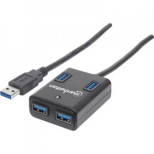 image of Manhattan 4 ports USB 3.0 hub Black