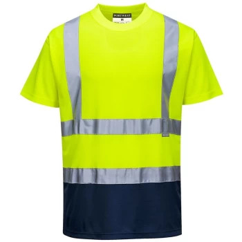 Image of S378YNR4XL - sz 4XL Two Tone T-Shirt - Yellow/Navy - Portwest