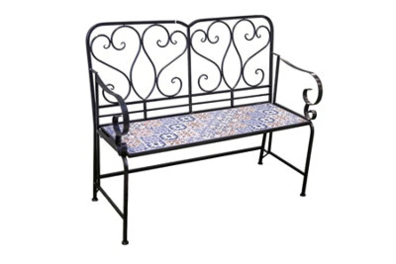 Image of Shatchi Porto Mosaic 2 Seater Garden Bench - Outdoor Patio Seat