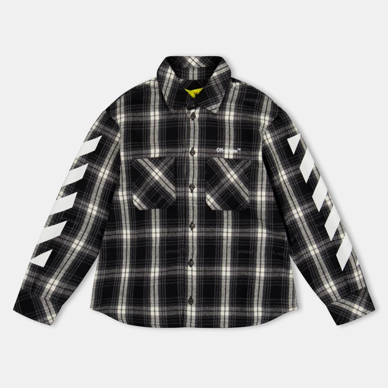Image of Off White Kids Long Sleeve Dress Shirt Black/White male 8Y