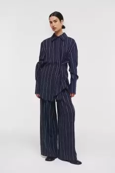 Koi Wide Leg Trousers, Navy Stripe / UK 14