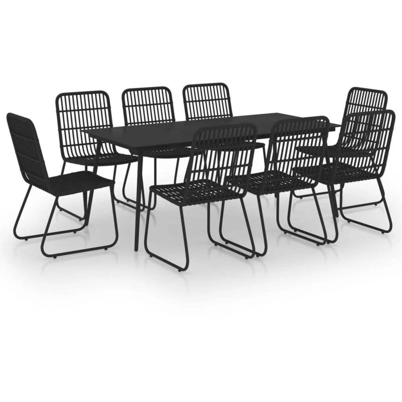 Image of VIDAXL 9 Piece Outdoor Dining Set Poly Rattan and Glass vidaXL 8720286241707