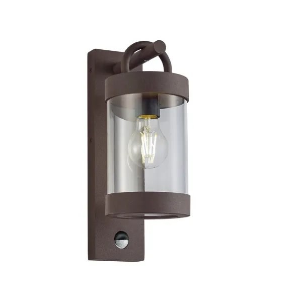 Image of Sambesi Modern Outdoor Wall Lantern Rusty IP44 with PIR