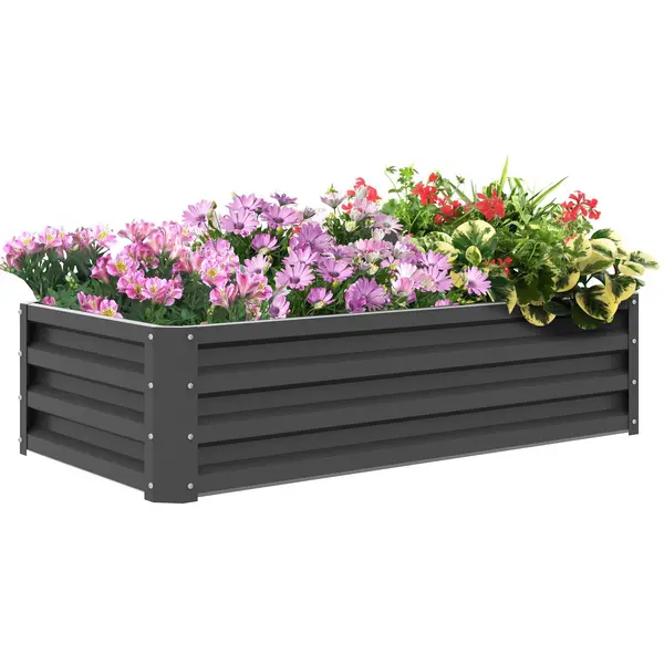 Image of Raised Garden Bed Steel Planter Growing Box for Vegetables Flowers