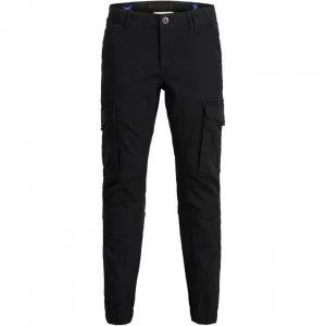 image of Jack and Jones Paul Flake Slim Stretch Cuffed Cargo Pants - Black