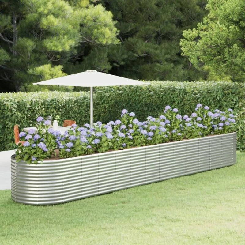 Image of vidaXL Garden Raised Bed Silver 554x100x68cm Powder-coated Steel, Silver 319087