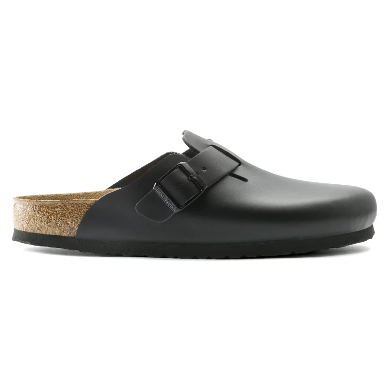 Image of Birkenstock Clogs Birkenstock Boston Natural Leather Noir Unisex 42 Etroit