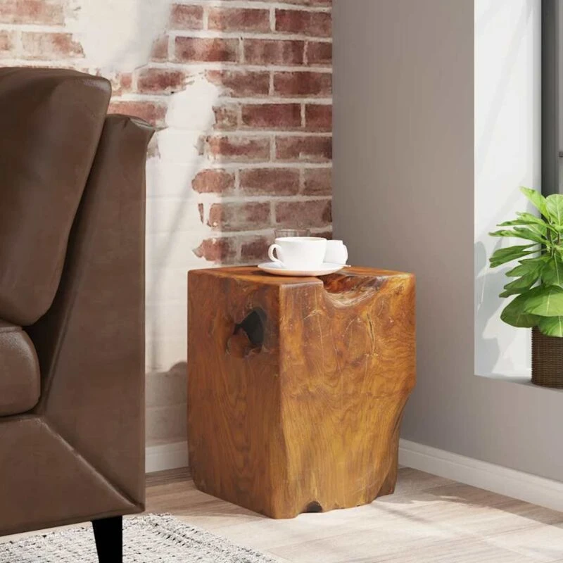 Image of vidaXL Solid Teak Wood Stool Seat/Footrest/Side Table Furniture Home DA cor
