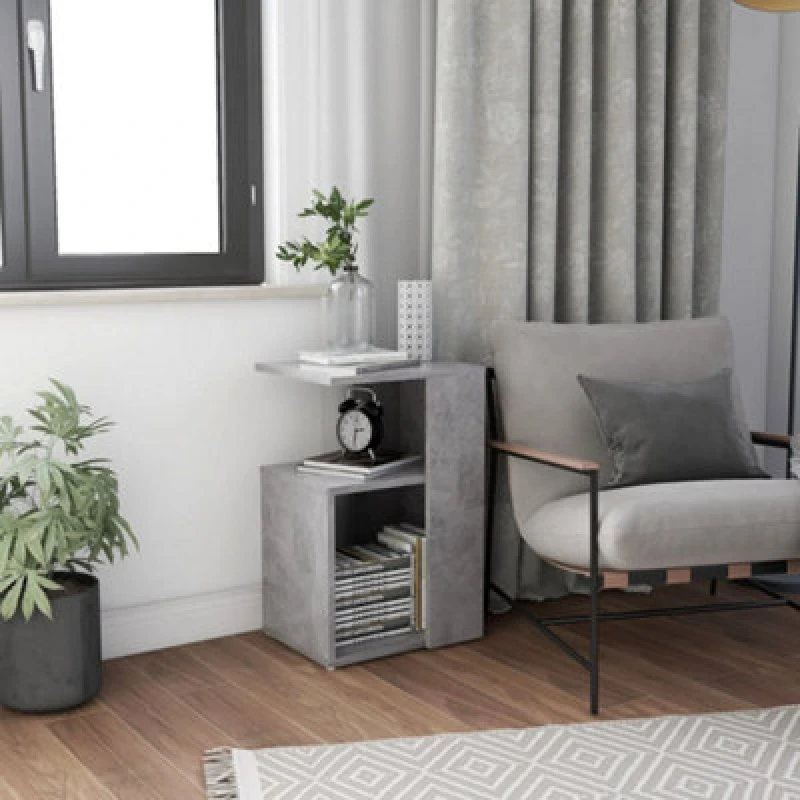 Image of VIDAXL Side Table Concrete Grey 36x30x56cm Engineered Wood vidaXL 8720286586198