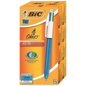 Image of Bic 4 Colours Ballpoint Pen 1.0mm Tip 0.3mm Line BlueBlack RedGreen