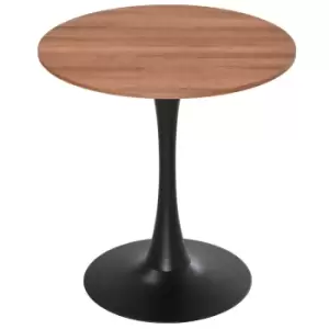 Image of Homcom Modern Round Dining Bar Table Metal Base Brown