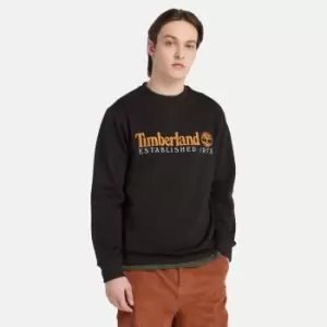 Image of Timberland Est. 1973 Logo Crew Sweatshirt For Men In Black Black, Size 3XL